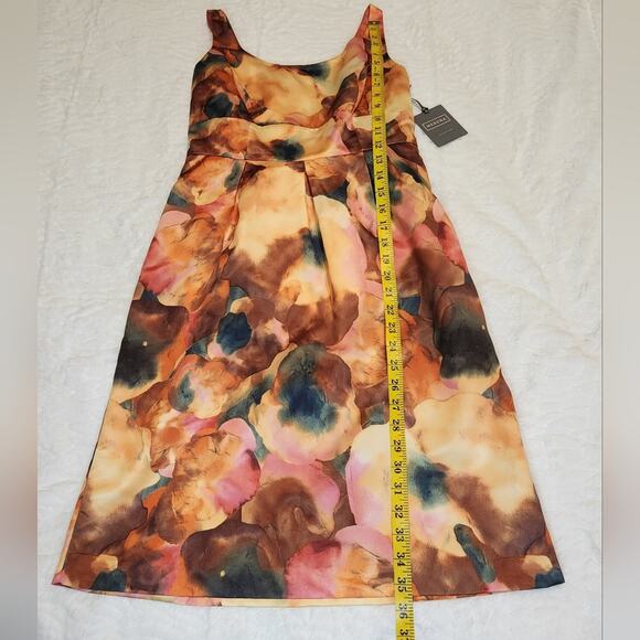 NWT Merona Orange Brown Sleeveless Sheath Watercolor Dress, Size 2 - Picture 10 of 12